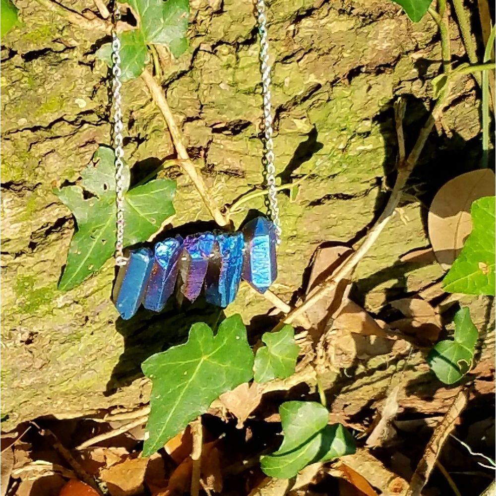Blue Quartz Point Necklace